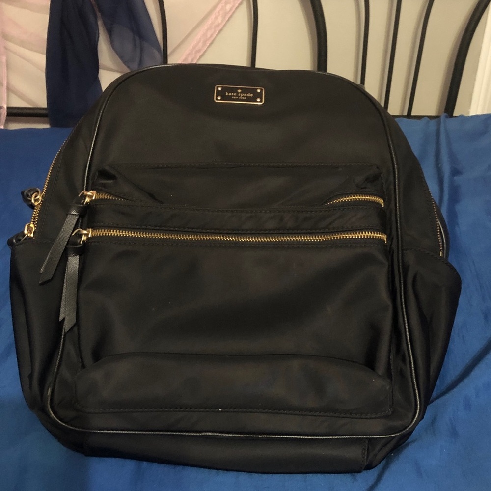 Kate Spade Black Backpack with Gold Zippers Rehab Backpack see all pictures